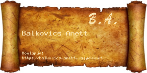 Balkovics Anett névjegykártya